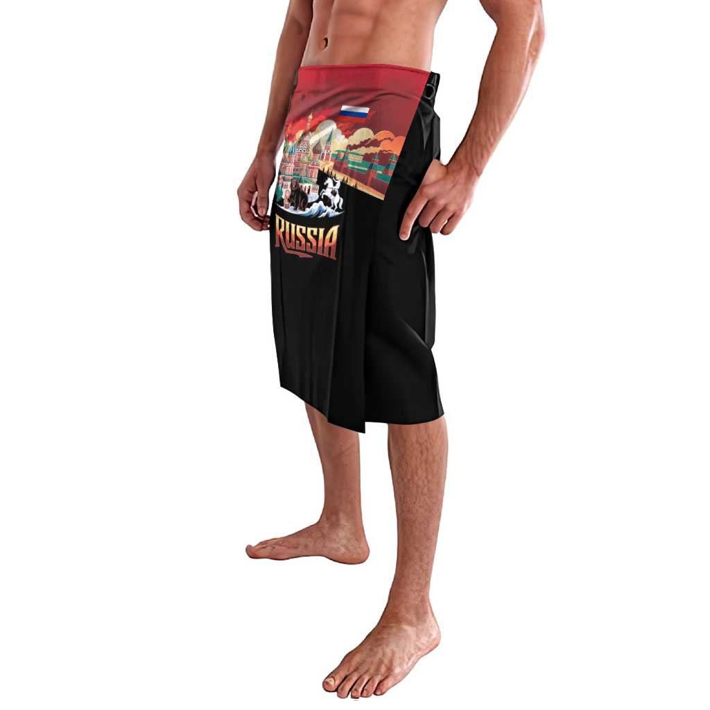 Russia Flag Red and Black Pullover Lavalava with Moscow Skyline Bear and Horse Design