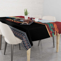 Russia Flag Red and Black Pullover Tablecloth with Moscow Skyline Bear and Horse Design