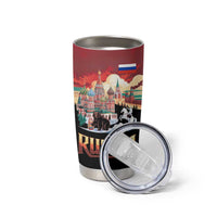 Russia Flag Red and Black Pullover Tumbler Cup with Moscow Skyline Bear and Horse Design