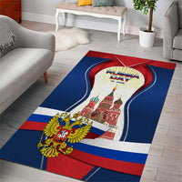 Russia Day Area Rug with Kremlin Illustration, National Emblem, and Flag Stripes