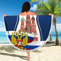 Russia Day Beach Blanket with Kremlin Illustration, National Emblem, and Flag Stripes