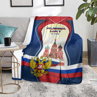 Russia Day Blanket with Kremlin Illustration, National Emblem, and Flag Stripes
