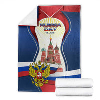 Russia Day Blanket with Kremlin Illustration, National Emblem, and Flag Stripes