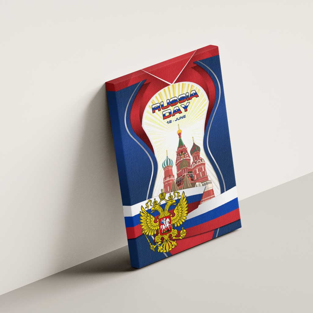 Russia Day Canvas Wall Art with Kremlin Illustration, National Emblem, and Flag Stripes