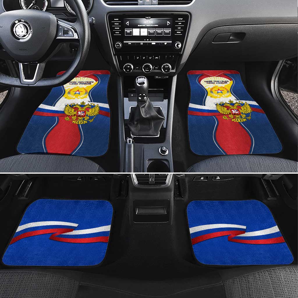 Russia Day Car Mats with Kremlin Illustration, National Emblem, and Flag Stripes