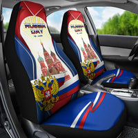 Russia Day Car Seat Cover with Kremlin Illustration, National Emblem, and Flag Stripes