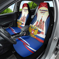 Russia Day Car Seat Cover with Kremlin Illustration, National Emblem, and Flag Stripes