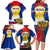 Russia Day Family Matching Long Sleeve Bodycon Dress and Hawaiian Shirt with Kremlin Illustration, National Emblem, and Flag Stripes