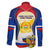 Russia Day Family Matching Long Sleeve Bodycon Dress and Hawaiian Shirt with Kremlin Illustration, National Emblem, and Flag Stripes