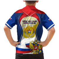 Russia Day Family Matching Mermaid Dress and Hawaiian Shirt with Kremlin Illustration, National Emblem, and Flag Stripes