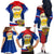 Russia Day Family Matching Off The Shoulder Long Sleeve Dress and Hawaiian Shirt with Kremlin Illustration, National Emblem, and Flag Stripes