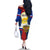 Russia Day Family Matching Off The Shoulder Long Sleeve Dress and Hawaiian Shirt with Kremlin Illustration, National Emblem, and Flag Stripes