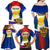 Russia Day Family Matching Off Shoulder Maxi Dress and Hawaiian Shirt with Kremlin Illustration, National Emblem, and Flag Stripes