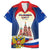 Russia Day Family Matching Off Shoulder Maxi Dress and Hawaiian Shirt with Kremlin Illustration, National Emblem, and Flag Stripes