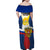 Russia Day Family Matching Off Shoulder Maxi Dress and Hawaiian Shirt with Kremlin Illustration, National Emblem, and Flag Stripes