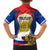 Russia Day Family Matching Off Shoulder Short Dress and Hawaiian Shirt with Kremlin Illustration, National Emblem, and Flag Stripes