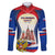 Russia Day Family Matching Short Sleeve Bodycon Dress and Hawaiian Shirt with Kremlin Illustration, National Emblem, and Flag Stripes