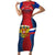 Russia Day Family Matching Short Sleeve Bodycon Dress and Hawaiian Shirt with Kremlin Illustration, National Emblem, and Flag Stripes