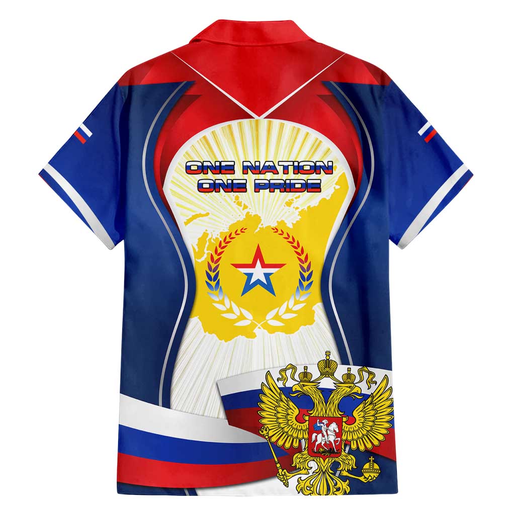 Russia Day Family Matching Tank Maxi Dress and Hawaiian Shirt with Kremlin Illustration, National Emblem, and Flag Stripes
