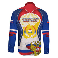 Russia Day Family Matching Tank Maxi Dress and Hawaiian Shirt with Kremlin Illustration, National Emblem, and Flag Stripes
