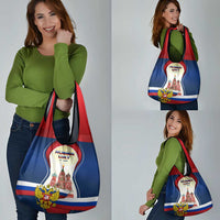 Russia Day Grocery Bag with Kremlin Illustration, National Emblem, and Flag Stripes