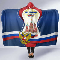 Russia Day Hooded Blanket with Kremlin Illustration, National Emblem, and Flag Stripes