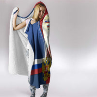 Russia Day Hooded Blanket with Kremlin Illustration, National Emblem, and Flag Stripes