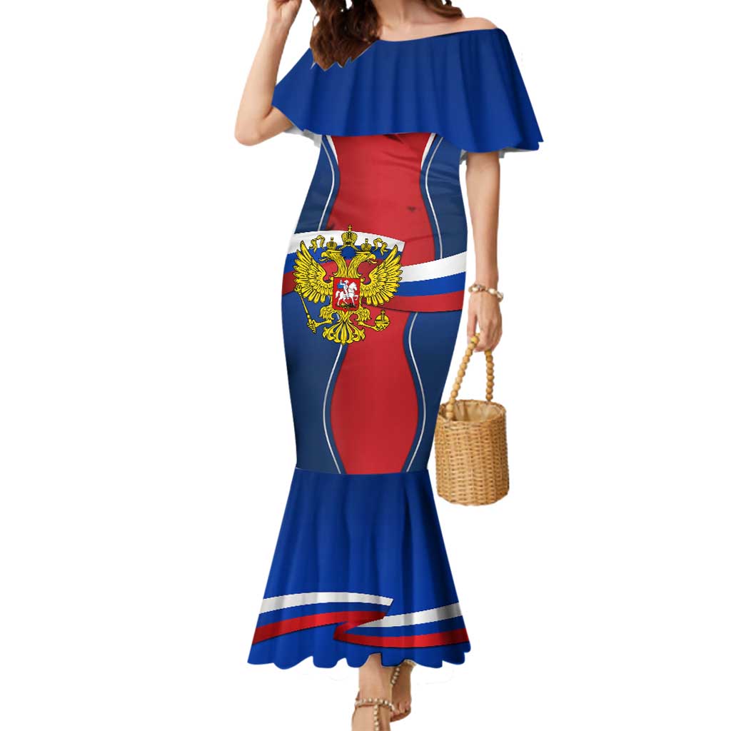 Russia Day Mermaid Dress with Kremlin Illustration, National Emblem, and Flag Stripes