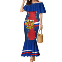 Russia Day Mermaid Dress with Kremlin Illustration, National Emblem, and Flag Stripes