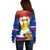 Russia Day Off Shoulder Sweater with Kremlin Illustration, National Emblem, and Flag Stripes