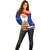 Russia Day Off Shoulder Sweater with Kremlin Illustration, National Emblem, and Flag Stripes
