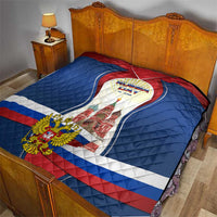 Russia Day Quilt with Kremlin Illustration, National Emblem, and Flag Stripes