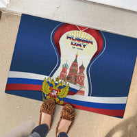 Russia Day Rubber Doormat with Kremlin Illustration, National Emblem, and Flag Stripes