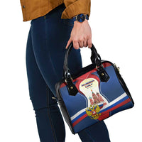Russia Day Shoulder Handbag with Kremlin Illustration, National Emblem, and Flag Stripes