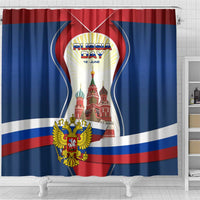 Russia Day Shower Curtain with Kremlin Illustration, National Emblem, and Flag Stripes