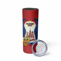 Russia Day Skinny Tumbler with Kremlin Illustration, National Emblem, and Flag Stripes