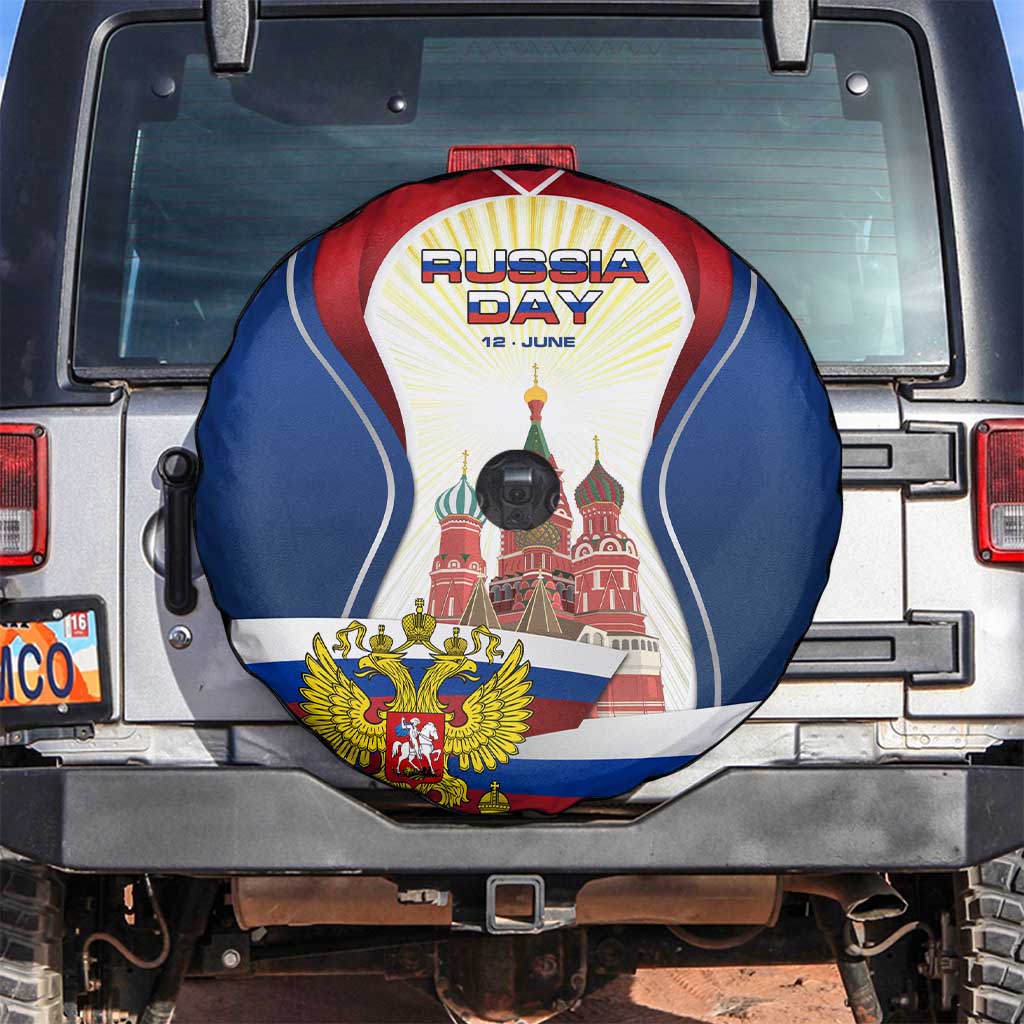 Russia Day Spare Tire Cover with Kremlin Illustration, National Emblem, and Flag Stripes