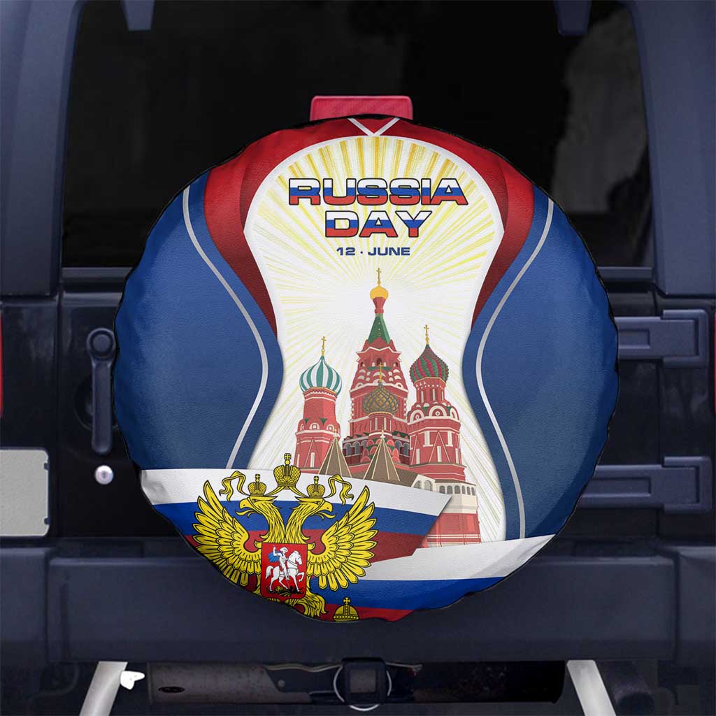 Russia Day Spare Tire Cover with Kremlin Illustration, National Emblem, and Flag Stripes