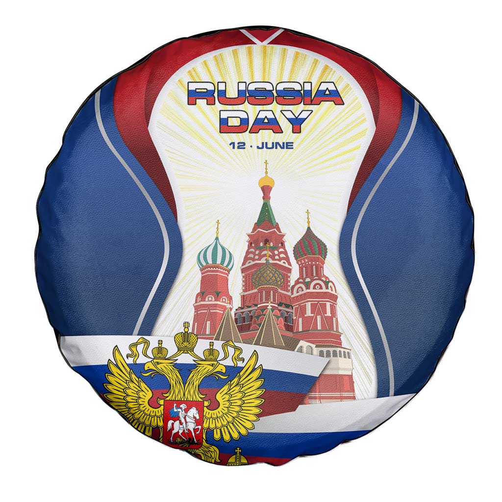 Russia Day Spare Tire Cover with Kremlin Illustration, National Emblem, and Flag Stripes