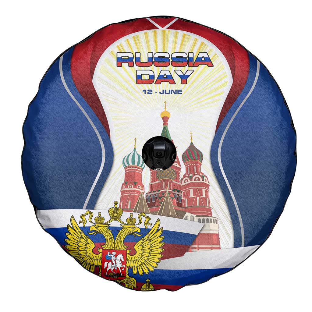Russia Day Spare Tire Cover with Kremlin Illustration, National Emblem, and Flag Stripes