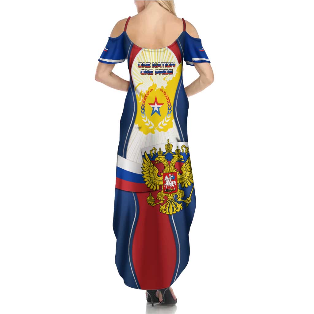 Russia Day Summer Maxi Dress with Kremlin Illustration, National Emblem, and Flag Stripes