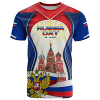 Russia Day T Shirt with Kremlin Illustration, National Emblem, and Flag Stripes