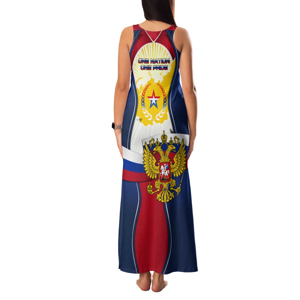 Russia Day Tank Maxi Dress with Kremlin Illustration, National Emblem, and Flag Stripes