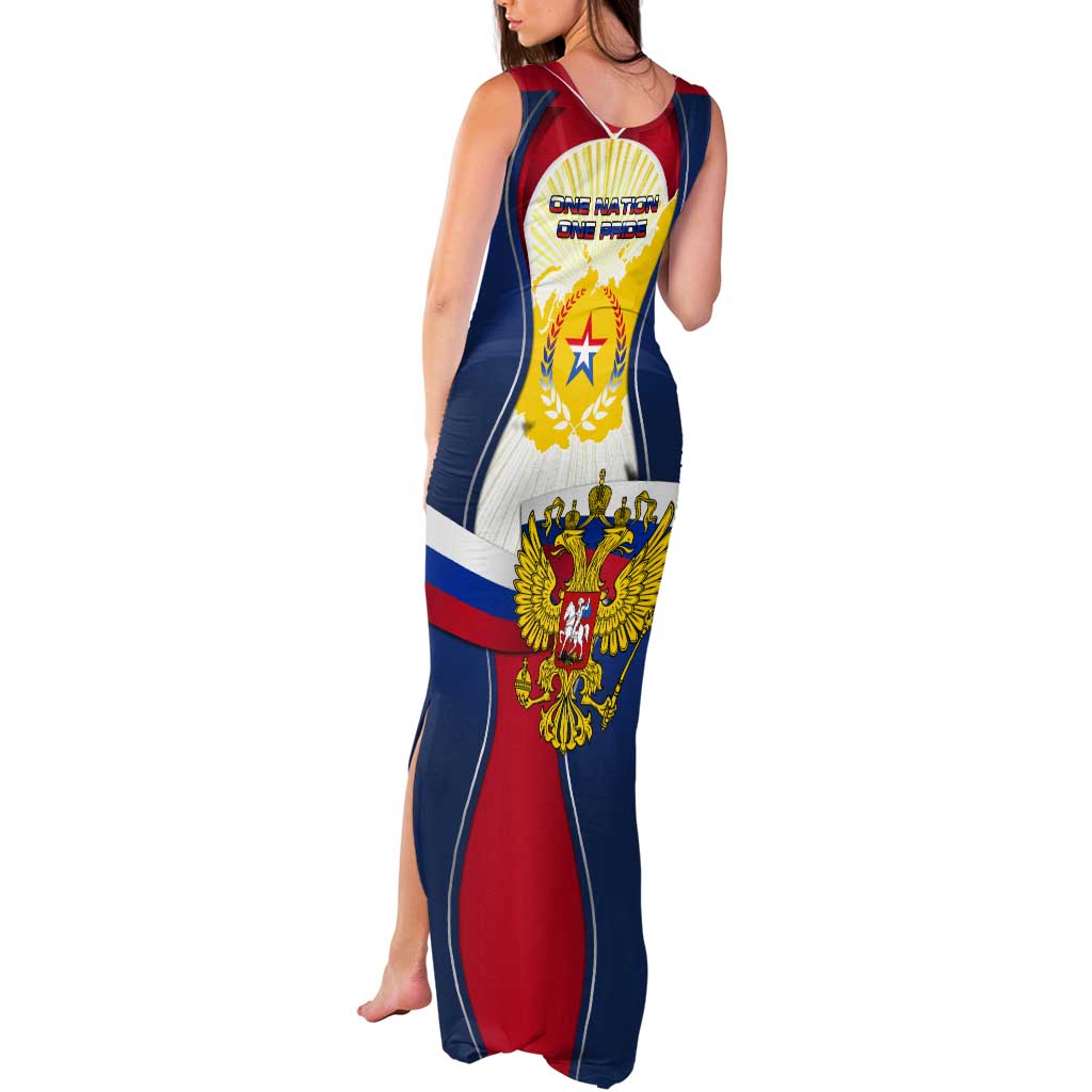 Russia Day Tank Maxi Dress with Kremlin Illustration, National Emblem, and Flag Stripes