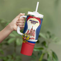 Russia Day Tumbler With Handle with Kremlin Illustration, National Emblem, and Flag Stripes
