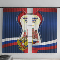Russia Day Window Curtain with Kremlin Illustration, National Emblem, and Flag Stripes