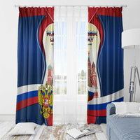 Russia Day Window Curtain with Kremlin Illustration, National Emblem, and Flag Stripes
