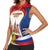 Russia Day Women Sleeveless Polo Shirt with Kremlin Illustration, National Emblem, and Flag Stripes