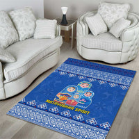 Russia Matryoshka Spirit Area Rug with Folk Pattern and Double-Headed Eagle Emblem
