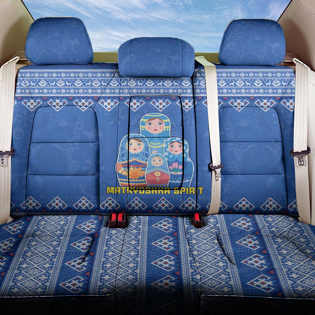 Russia Matryoshka Spirit Back Car Seat Cover with Folk Pattern and Double-Headed Eagle Emblem
